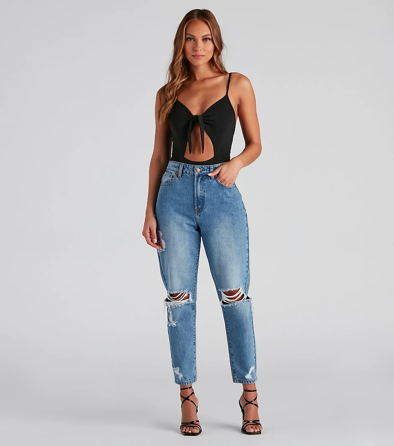 Tied To You V-Neck Cutout Bodysuit