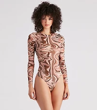 All About The 70s Mesh Print Bodysuit
