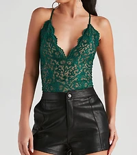 See Me Lace Scallop Bodysuit
