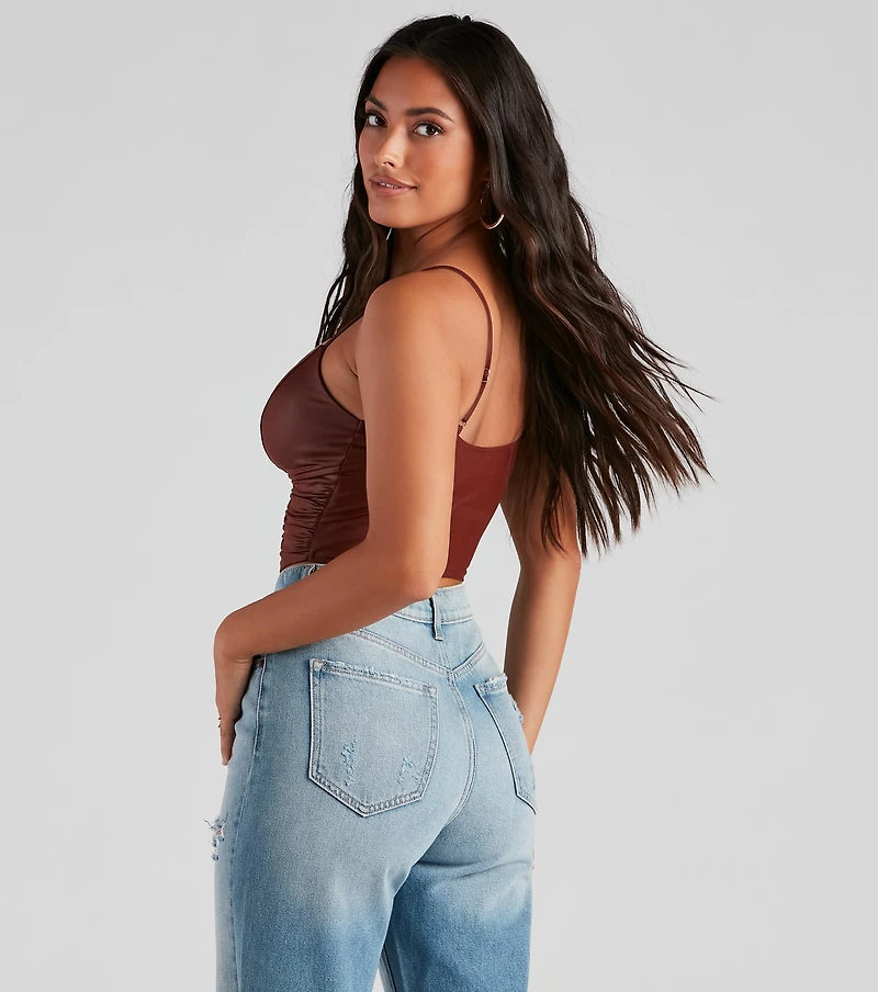 Late Night Faux Leather Lattice Crop Top