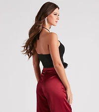 Vibe Marabou Halter Crop Top