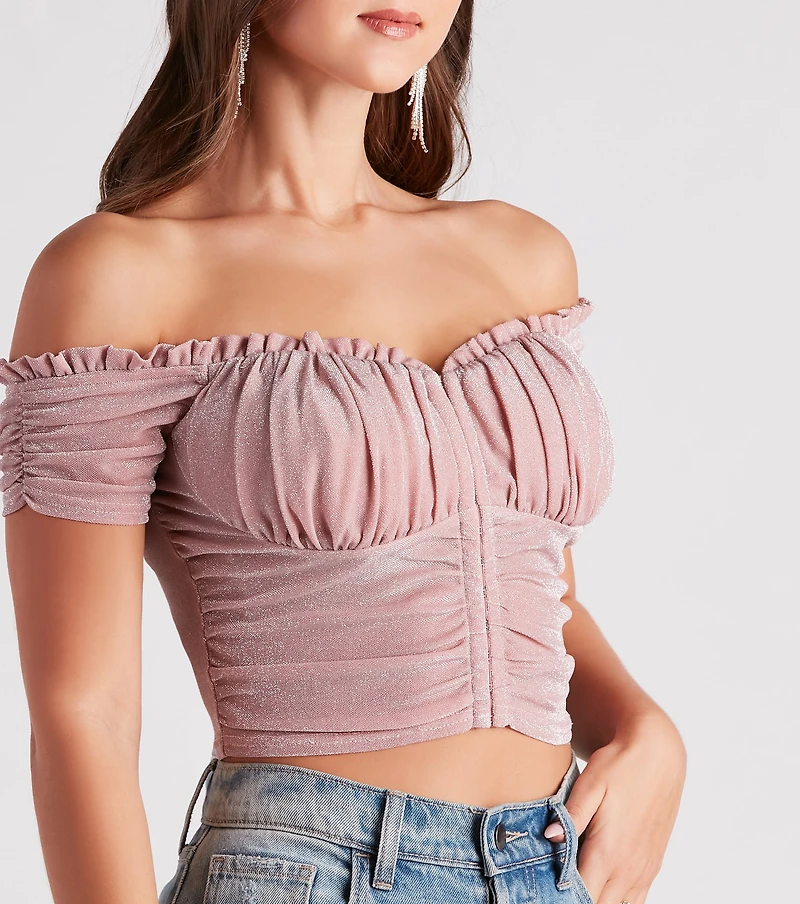 Glowing Glitter Mesh Bustier