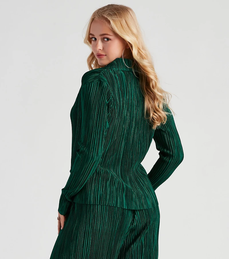 Dinner Date Satin Button Down Top