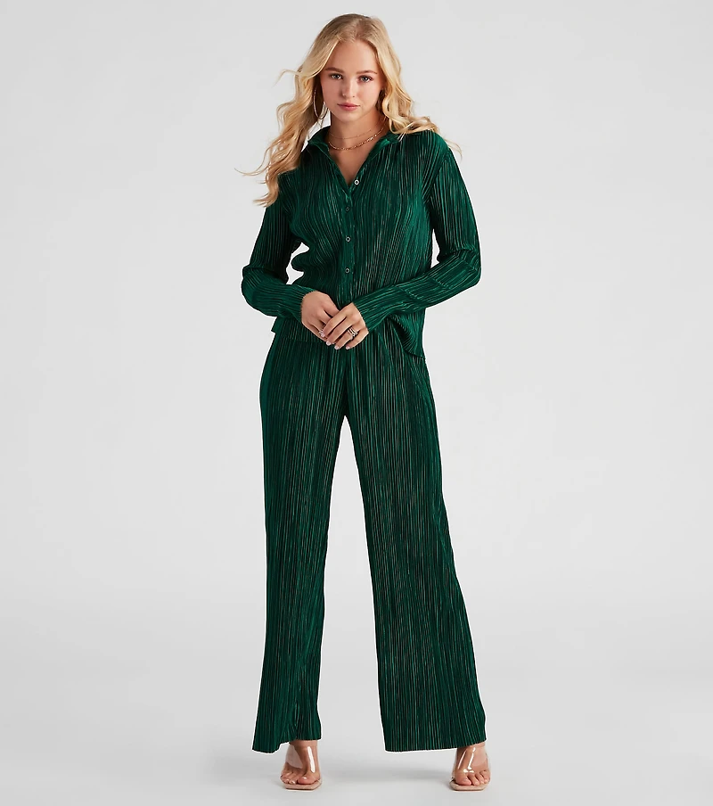Dinner Date Satin Button Down Top