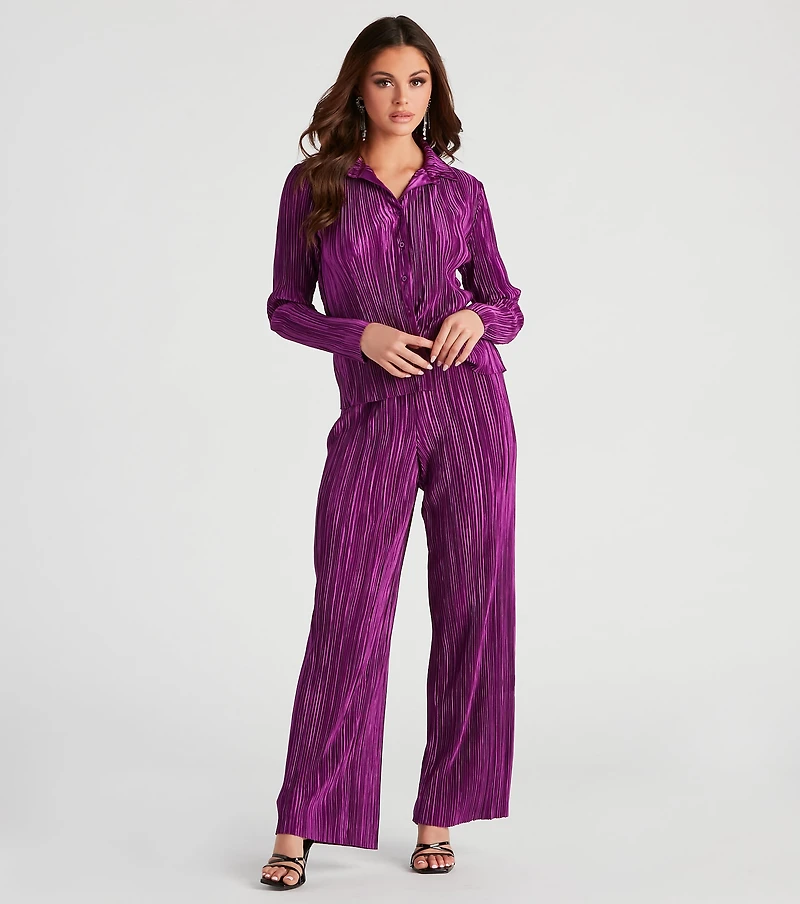Dinner Date Satin Button Down Top