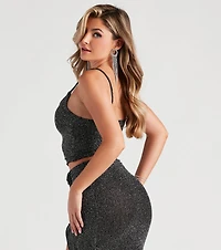 So Chic Glitter Knit Crop Top