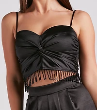 Dance With Me Beaded Fringe Crop Top