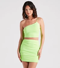 Miami Nights One-Shoulder Crop Top