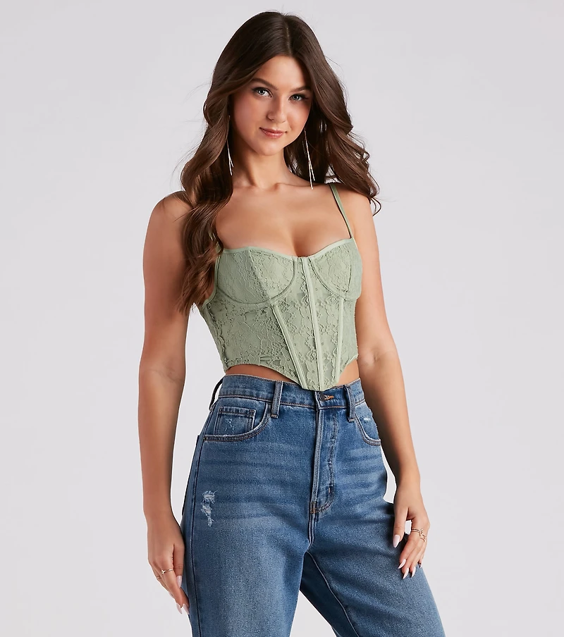 Desire For Lace Mesh Corset Top