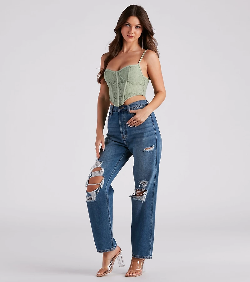 Desire For Lace Mesh Corset Top