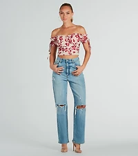 Pretty Babe Floral Off-The-Shoulder Corset Top
