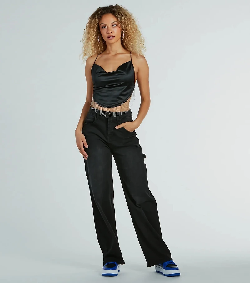 Flawless Allure Fringe Hem Open Back Crop Top