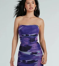 Painted Beauty Strapless Abstract Bustier