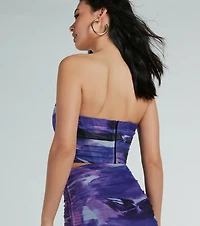 Painted Beauty Strapless Abstract Bustier