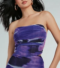 Painted Beauty Strapless Abstract Bustier