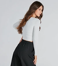 Smooth Cutie Scoop Neck Lace Trim Crop Top