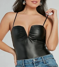 Cool Girl Certified Faux Leather Bodysuit