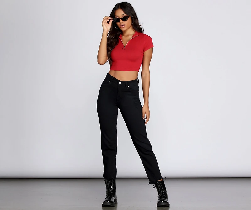 Stylish Zipped Crop Top