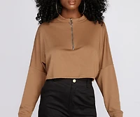 Zip Up Mock Neck Pullover