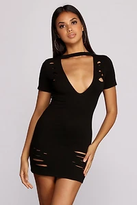 Destructed Mini T Shirt Dress