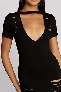 Destructed Mini T Shirt Dress
