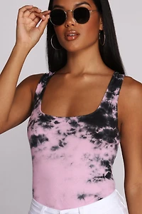 Trippy Tie-Dye Ribbed Bodysuit