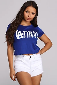 Latinas Crew Neck Graphic Tee