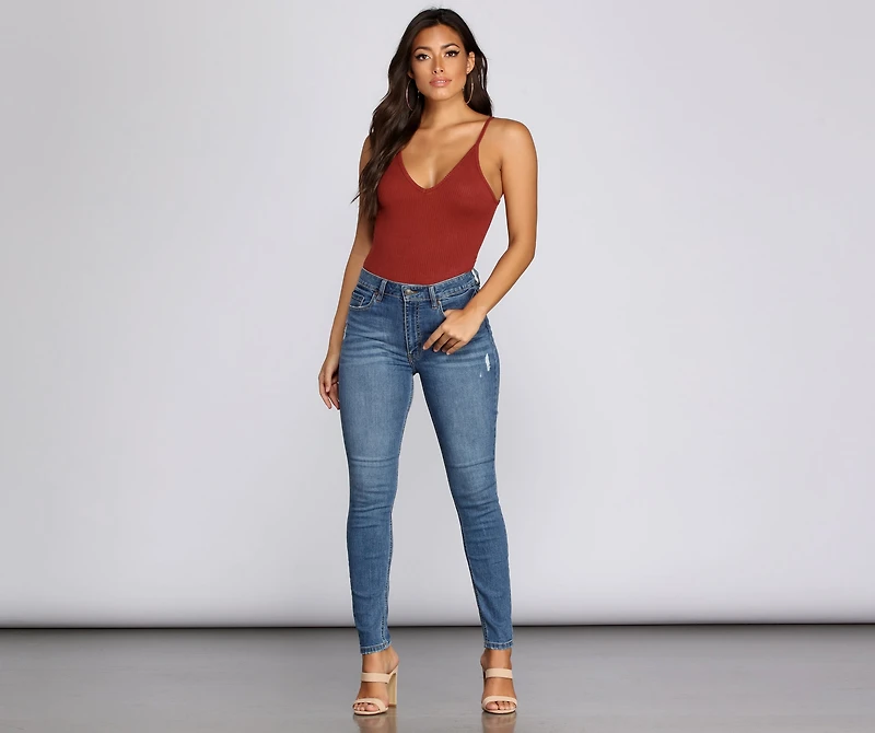 Best Basics Ribbed V Tank