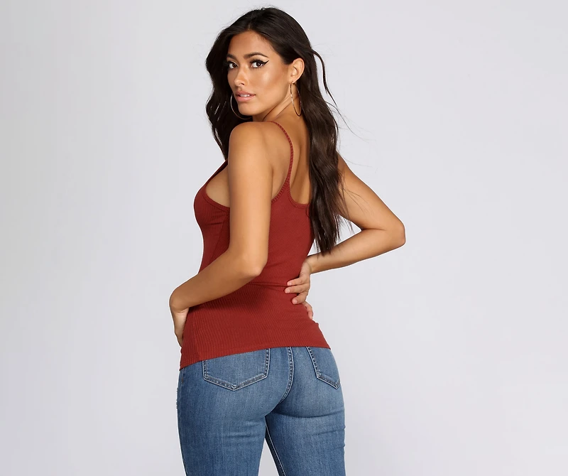 Best Basics Ribbed V Tank