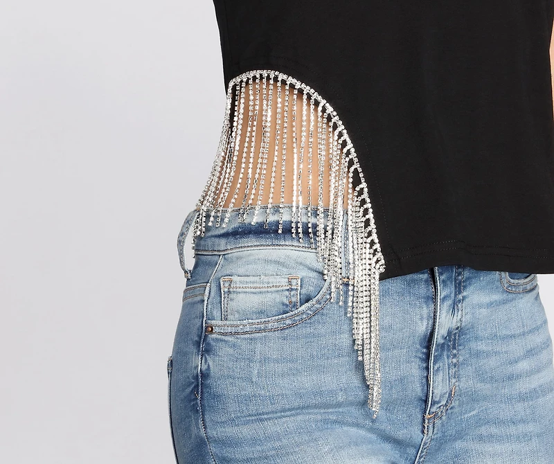 Rhinestone Fringe Tee