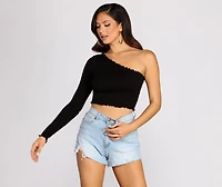Effortless Edge Ribbed Knit Crop Top