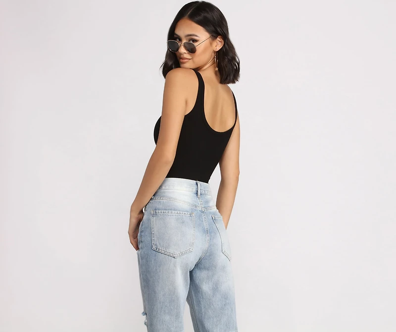 What's The Scoop Ribbed Tank Bodysuit