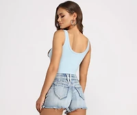 What's The Scoop Ribbed Tank Bodysuit