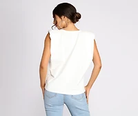 Sleeveless Padded Shoulder Tee