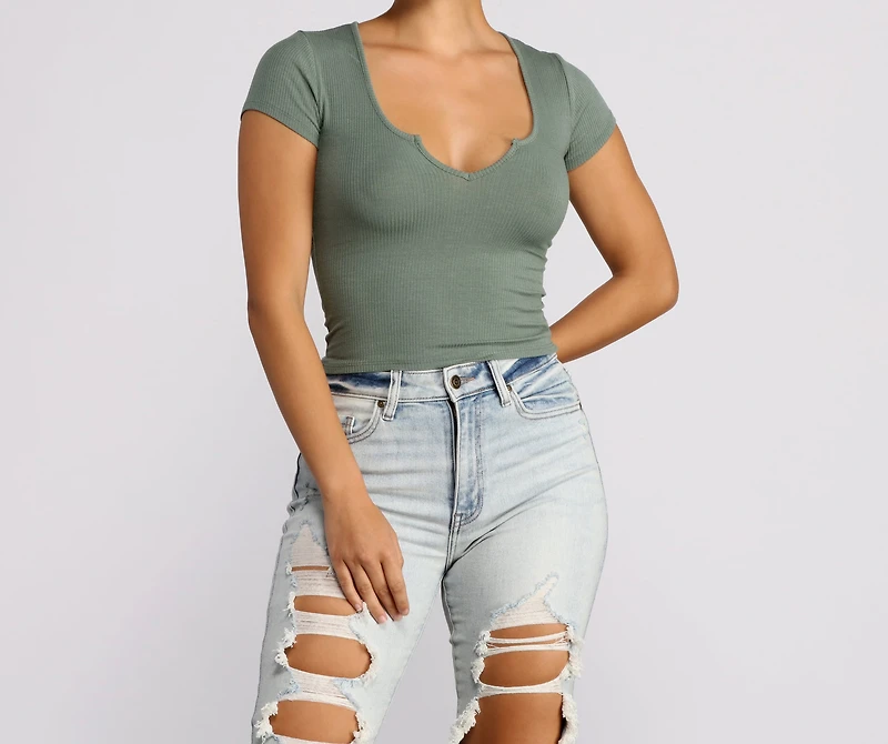 Feeling Basic Ribbed Knit Top