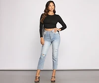 Side Tie Ribbed Knit Crop Top