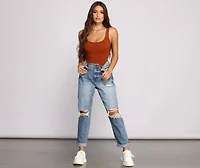 What's The Scoop Ribbed Tank Bodysuit
