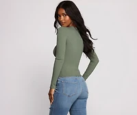 Long Sleeve Ribbed Basic Top