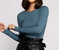 Long Sleeve Ribbed Basic Top