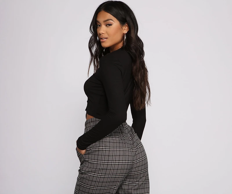 Lace-Up Jersey Knit Crop Top