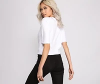 Trendy Twist Knot Cotton Knit Top