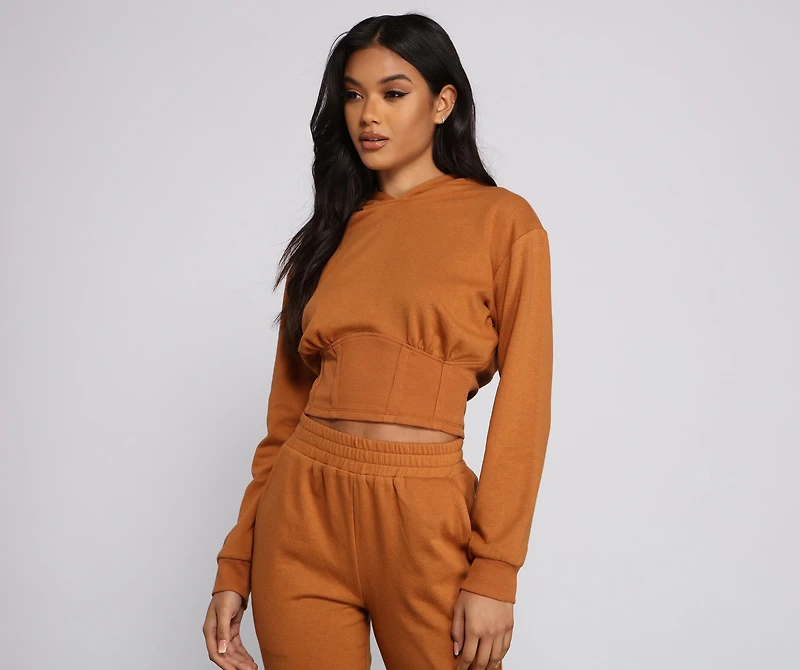 Laidback Cutie French Terry Corset Hoodie