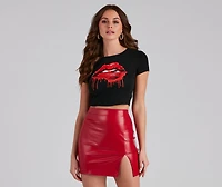 Pucker Up Painted Lips Graphic Tee
