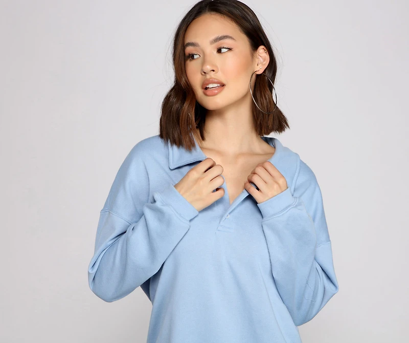 Preppy Vibes Collared Polo Top