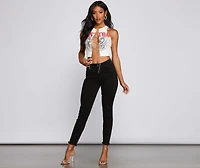 Rock N'Glam Rhinestone Lace-Up Crop Top