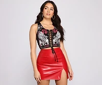Major Rockstar Lace-Up Cropped Tank