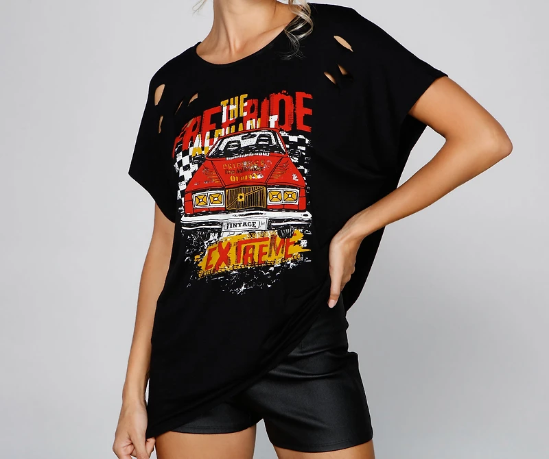 Born For Speed Distressed Graphic Tee