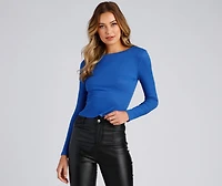 Long Sleeve Ribbed Basic Top