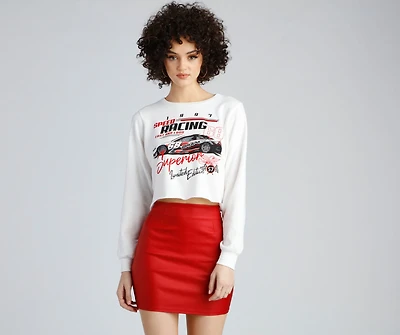 Ready, Set, Go Graphic Cropped Sweatshirt