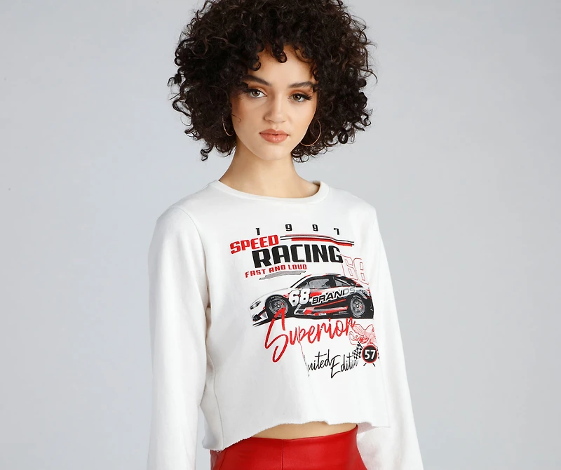 Ready, Set, Go Graphic Cropped Sweatshirt